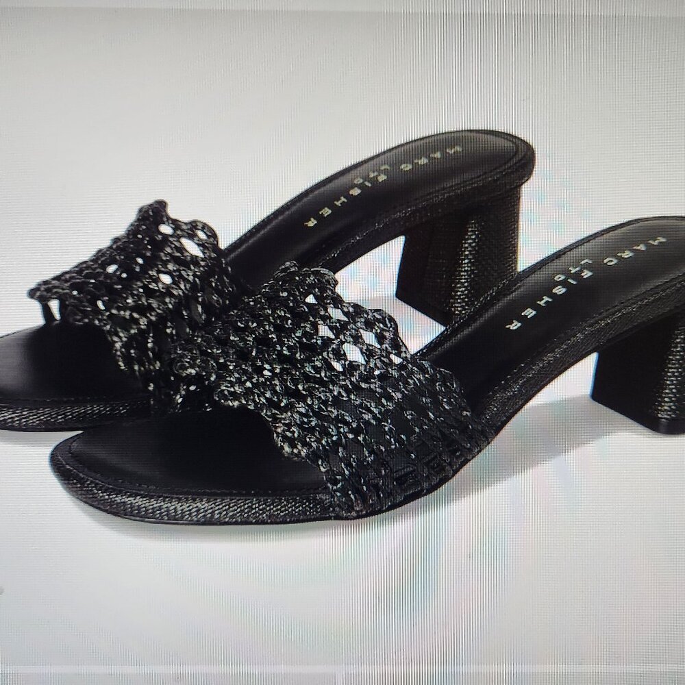 Marc Fisher Black Crochet Slide Sandal